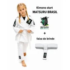 Kimono Infantil Judô Jiu-Jitsu Start Iniciante Matsuru Branco com Faixa M0 M1 M2 M3