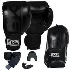 Kit Luva Boxe Muay Thai Kickboxing BKS Boxing Bandagem 3m Bucal 8oz 10oz 12oz 14oz 16oz