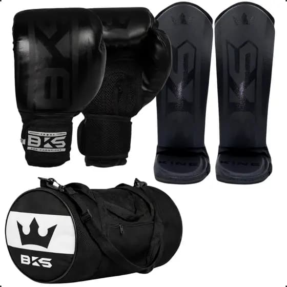 Kit Luva de Boxe Muay Thai Kickboxing Treino Academia + Caneleira + Bolsa Esportiva Artes Marciais