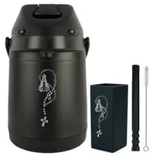 Kit Tereré Copo Bomba Garrafa Térmica Preto 2.5l Rosário Santa Personalizados
