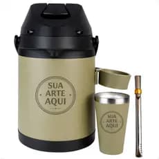 Kit Terere Chacal Colorido Completo 3x1 Garrafa 2,5l Copo 200ml Personalize a Laser