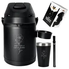 Kit Terere Chacal e Garrafa Térmica Inox 2,5 Litros Copo Térmico 200ml Bomba Chacal Personalizados