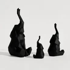 Kit Trio Elefantes Decorativos Impressão 3D Estilo Moderno Sustentável para Sala e Escritório