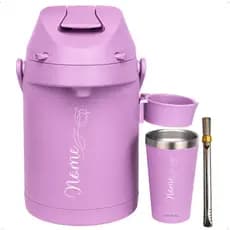 Kit Terere Chacal Garrafa Térmica Inox 2,5 Litros Suporte Copo Térmico 200ml Bomba Chacal Seu Nome Tulipa