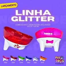 Comedouro Inclinado Acrílico para cães e gatos premiun glitter .