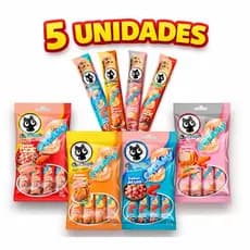 kit 5 uni e 10 uni Petisco Cremoso Chuchups Para Cães e Gatos – 4 Sabores