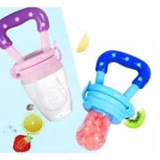 Chupeta Alimentadora Bico De Mamadeira Silicone Infantil Mordedor Chocalho Bebê  Azul Rosa