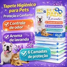 Kit Tapete Higiênico Super Premium Para Cães e Gatos Elo Imports Com Arome de Lavanda 30un, 60un, 90un e 120un