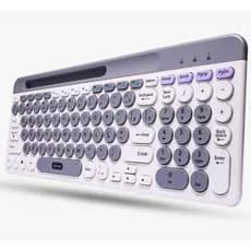 Teclado com Fio para Computador Teclas Redondas Teclado Multimidia Branco Knup