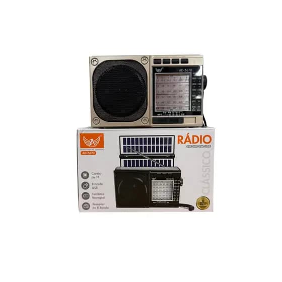 Radio Retro Solar 3 Bandas Altomex FM/AM Com Bluetooth Bateria Recarregável AD-3670