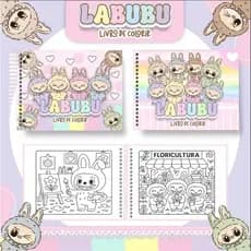 Livro De Colorir Labubu Estilo Bobbie Goods LABUBU 50 Páginas A5 50 Folhas 180g + Acetato Protetor