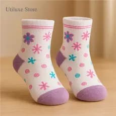Kit 6 ou 12 Pares de Meias Infantil Feminina  Estampadas Meia Menina 2 a 6 anos