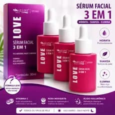 Kit c/ 3 Sérum Facial 3 em 1 Max Love – Vitamina C + Rosa Mosqueta + Ácido Hialurônico
