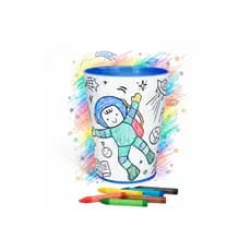 Copo Para Pintar com Giz de Cera - Astronauta - Tuby