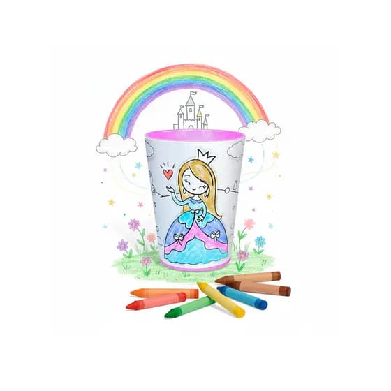 Copo Para Pintar com Giz de Cera - Princesa - Tuby
