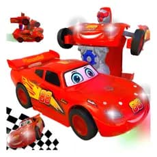 Carro Vira Robo Som Luzes Relâmpago Mcqueen Carrinho Maluco