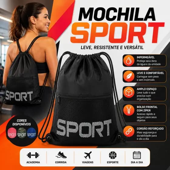 kit Mochila Saco impermeável 5 ate 1 unidade bolsa de academia feminina e masculina de costa