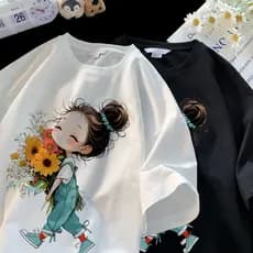 [Camiseta Premium Algodão Puro]LA Plus Size Unissex-Oversized Confortável Estilo Casual Camiseta Tecido Respirável#F1417