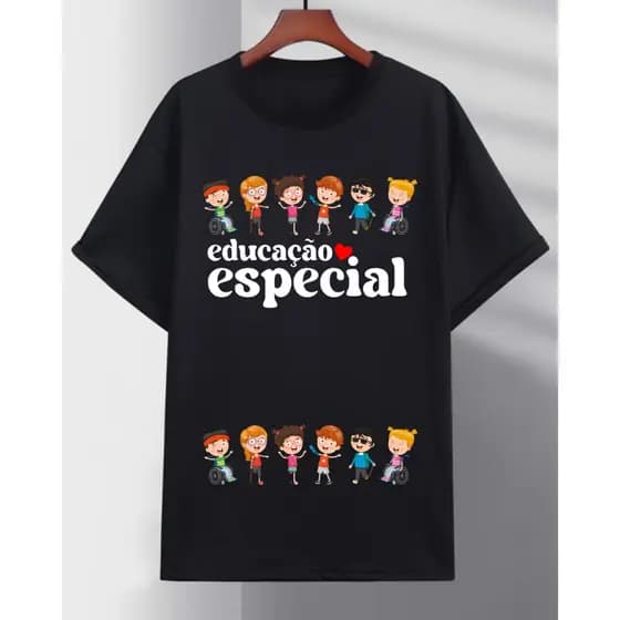 Blusa Feminina Tshirt CAMISETA PRETA Educação Especial Camiseta Camisa P AO GG E PLUS SIZE G1 AO G5