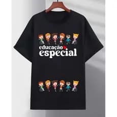 Blusa Feminina Tshirt CAMISETA PRETA Educação Especial Camiseta Camisa P AO GG E PLUS SIZE G1 AO G5