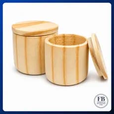Kit 20 Potinhos Madeira Pinus 50ml Tampa Tempero Vela Lembrancinha Artesanato