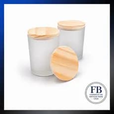 Kit 6/10/12/20 Potes de Vidro Fosco 70ml Tampa de Madeira Velas Artesanais Aromaticas Lembrancinhas