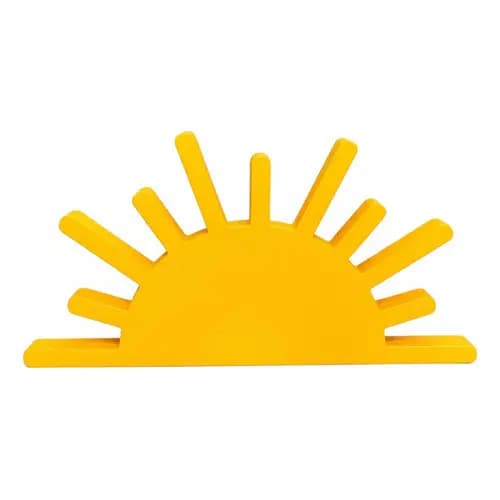 Display Sol Decorativo Festa Uniquebox Mdf Pintado Amarelo Enfeite Mesa Prateleira 31x16cm