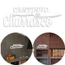 Placa Cantinho Do Churrasco MDF 60cm Branco Decorativa Área Gourmet Varanda Lazer