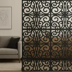 Kit 36 Placas Divisória De Ambiente MDF 26x26 MDF Preto  Painel Vazado Decorativo Biombo Parede Cobogó Moderno Reforma