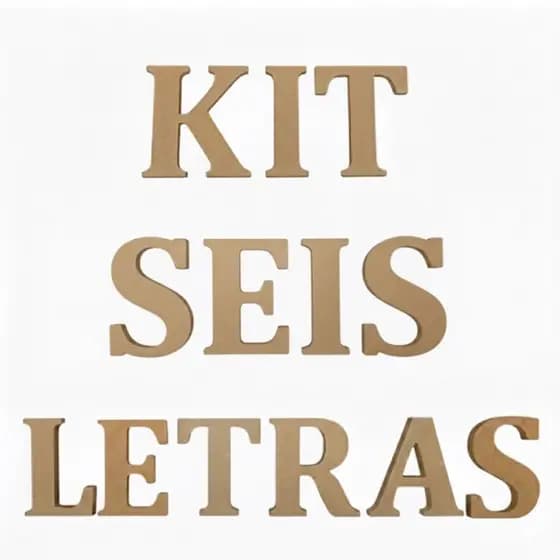 Kit 6  Letras MDF Cru 18cm Altura 12mm Espessura Nome Personalizado Decoração Festa Alfabeto Madeira Artesanato Premium