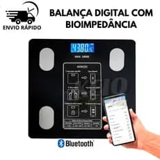 Balança Digital Bioimpedância Corporal 180KG Display Lcd Bluetooth Aplicativo Fitness Treino Balança