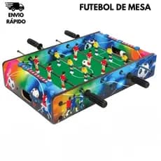 Mini Pebolim Totó Futebol de Mesa Portátil Madeira MDF 12 Jogadores 2 Bolas e Marcador de Pontos