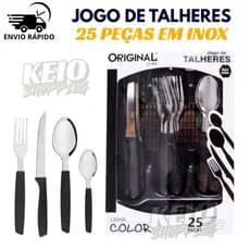 Jogo De Talheres 25 Peças Inox Conjunto Faqueiro Com Porta Garfos Colheres E Facas