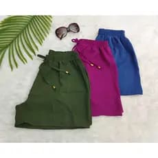 KIT 3 SHORTS FEMININO TECIDO DUNA CÓS ELÁSTICO MODA PRAIA VERÃO 2026
