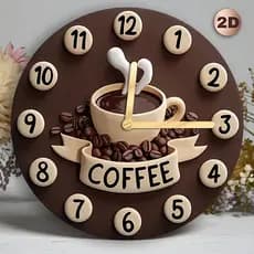 Relógio De Parede Redondo De Madeira Com Tema De Café , Sinal Decorativo , Design De Grãos Cozinha Doméstica , Decoração