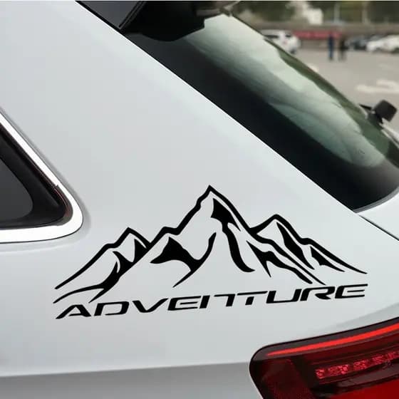 Adesivo De Carro Aventura Montanha Pico 28 * 10cm Decalque De Vinil Fosco Preto Branco Arco-Íris Gradiente À Prova D'águ