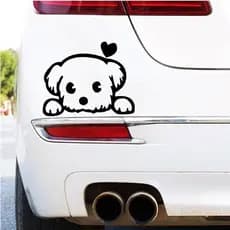 Adesivo De Carro De Cachorro Fofo De Desenho Animado 13x10.3cm/18x14.3cm Decalque De Vinil À Prova D'água Para-Choque De