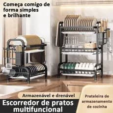 Escorredor Kitchen Rack Cozinha Suspensa Modular Aço Inoxidável 2/3 andar Organizador Louça