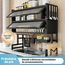 Escorredor De Louça Suspenso Boutique Kitchen Rack Aço Inoxidável Organizador