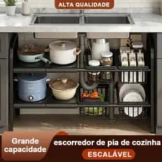 Prateleira de Cozinha para Debaixo da Pia | Retrátil com Cestos Aramados Alta Capacidade