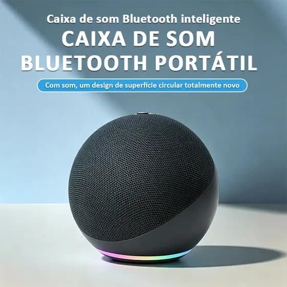 Caixa De Som Bluetooth Portátil Esférico | Luz RGB Dinâmica  para Casa e Ao Ar Livre