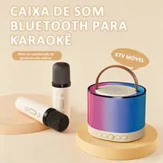 Caixa de Som Bluetooth para Karaokê KTV Móvel com Efeito de Reverberação de Graves e 2 Microfones