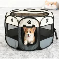 Tenda dobrável para animais de estimação de oito painéis, Material resistente ao desgaste e mosquitos, projetado para vi