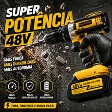 Parafusadeira Furadeira 48V 2 Baterias Com Maleta e Acessórios Completo