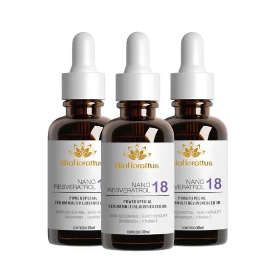 Kit 3 Sérum Facial com Resveratrol e Niacinamida | Anti-Idade e Antirrugas | Bioflorattus