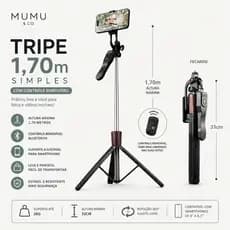 Tripé Suporte Celular 360 Profissional Bastão Selfie 1,6m + Controle Bluetooth Sem Fio Reforçado