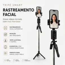 Tripé Suporte Celular Giratório Inteligente Automático 1,6m Gimbal c/ Sensor Movimento Estabilizador