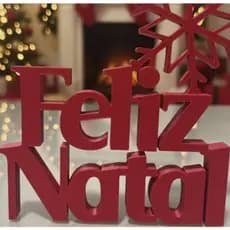 Letreiro Enfeite Natalino Feliz Natal C/ Flocos de Neve Decorativo