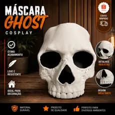 Máscara Ghost C.o.D Cosplay Fantasia Halloween Tática MW2 Decoração + CHAVEIRO DE BRINDE