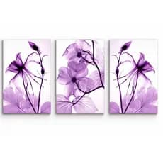 Kit 3 Quadros Decorativos Floral Roxo Lilás Lavanda Para Sala/Quarto Parede Moderna Elegante